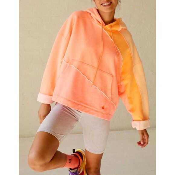 Free People Movement All Or Nothing Hoodie size XS Oversized Neon Sunrise Combo - Picture 1 of 13